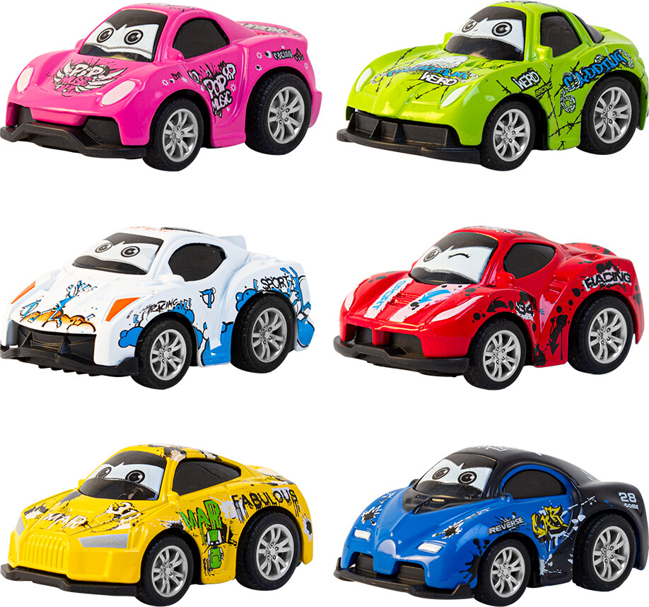 Magni - Bil Med Dobbelt Pull-back - 6 Assorterede billede