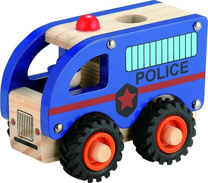 Politi Legetøjsbil I Træ - Blå - Magni