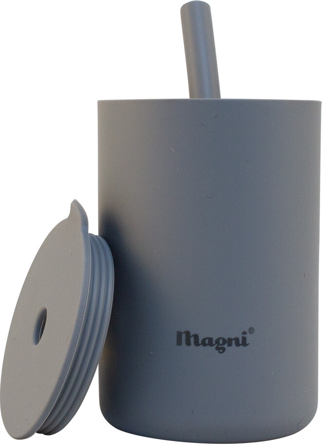 Magni - Silikone Kop Med Låg Og Sugerør