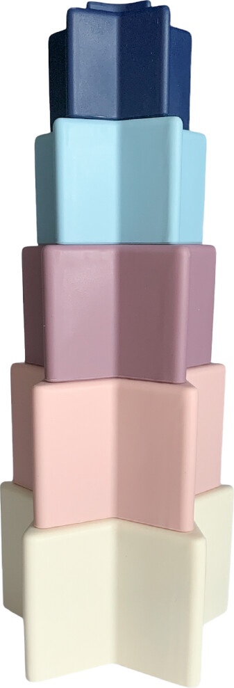 Stjerne stabelklodser, silikone rosa Dansk babylegetøj