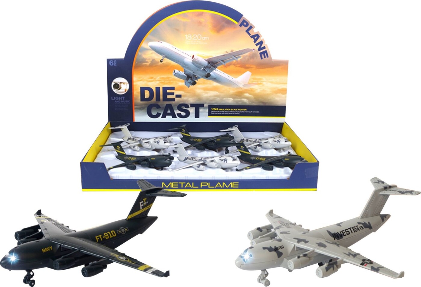 Magni - Transport Fly Med Pull Back - Lys Og Lyd - Assorterede Farver