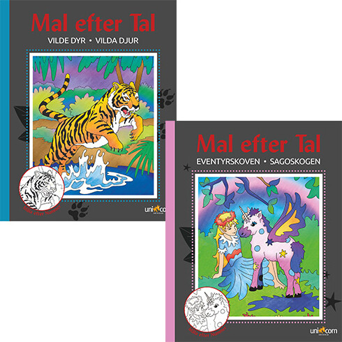 Mal Efter Tal Malebøger - Vilde Dyr & Eventyrskoven - 2 Stk - Bog