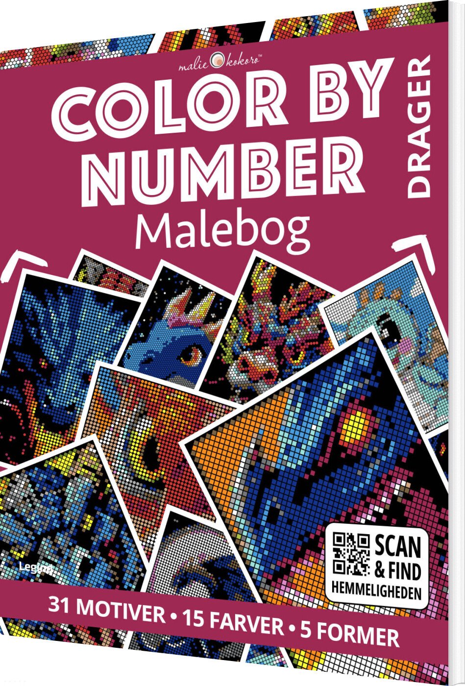 Malebog: Color By Number - Drager - Malie Kokoro - Bog