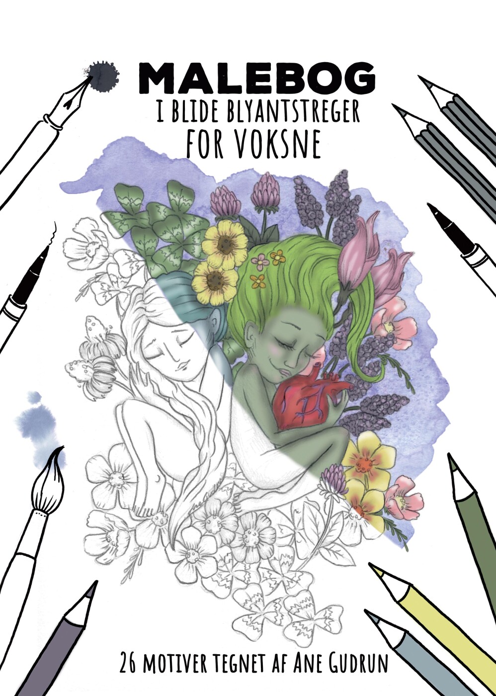 Malebog I Blide Blyantstreger For Voksne - Ane Gudrun - Bog