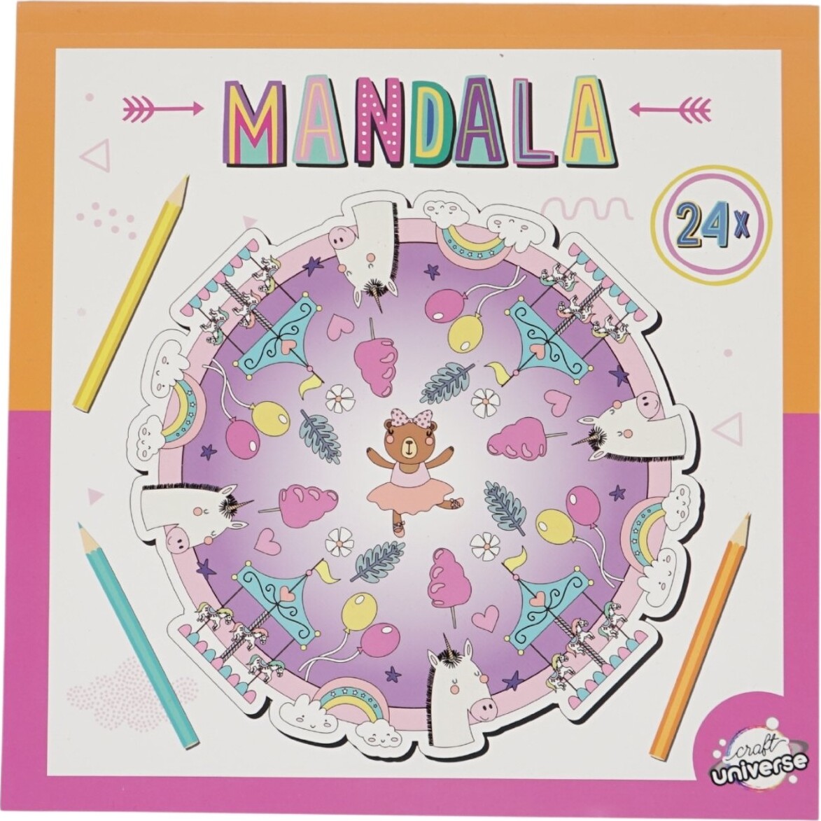 Malebog Mandala 20,5 X 20,5 Cm - Unicorn - Bog billede