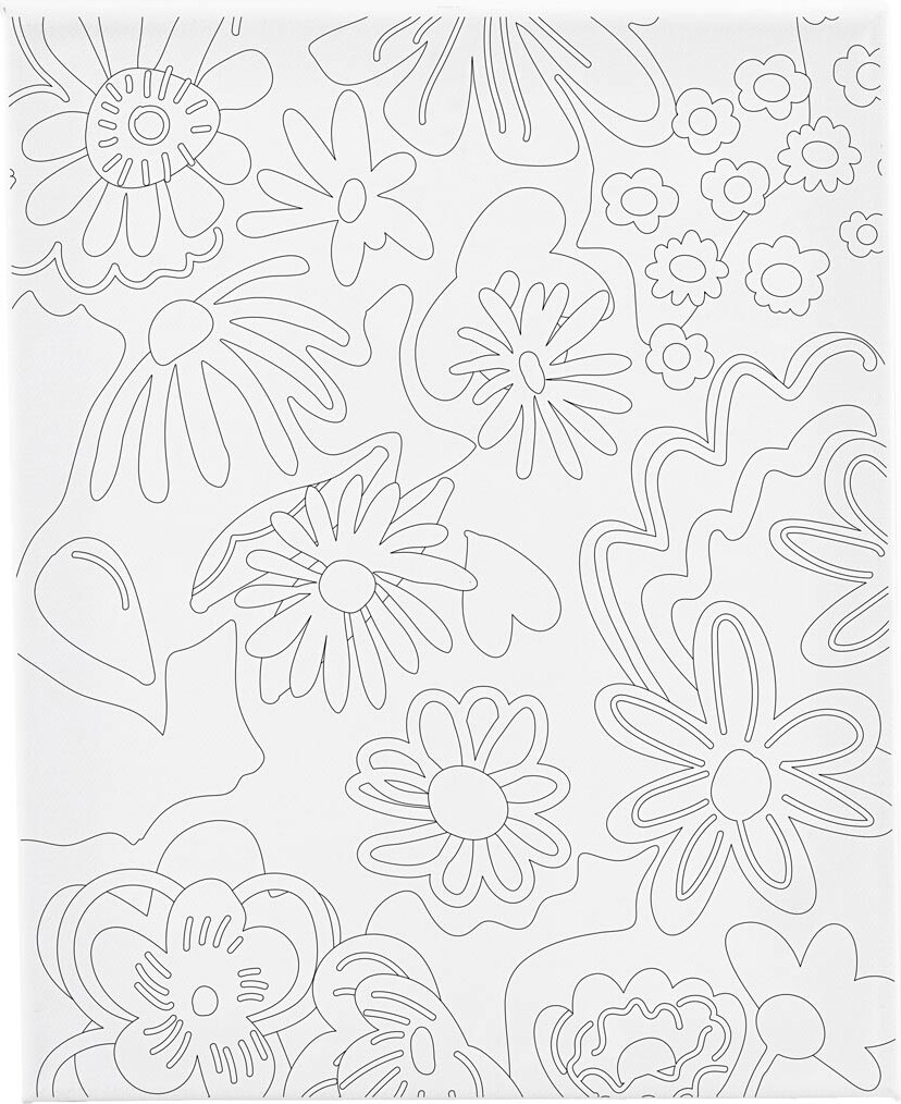 Malerlærred Med Print - Blomster - D 1,6 Cm - Str. 24x30 Cm - 360 G - 1 Stk. billede