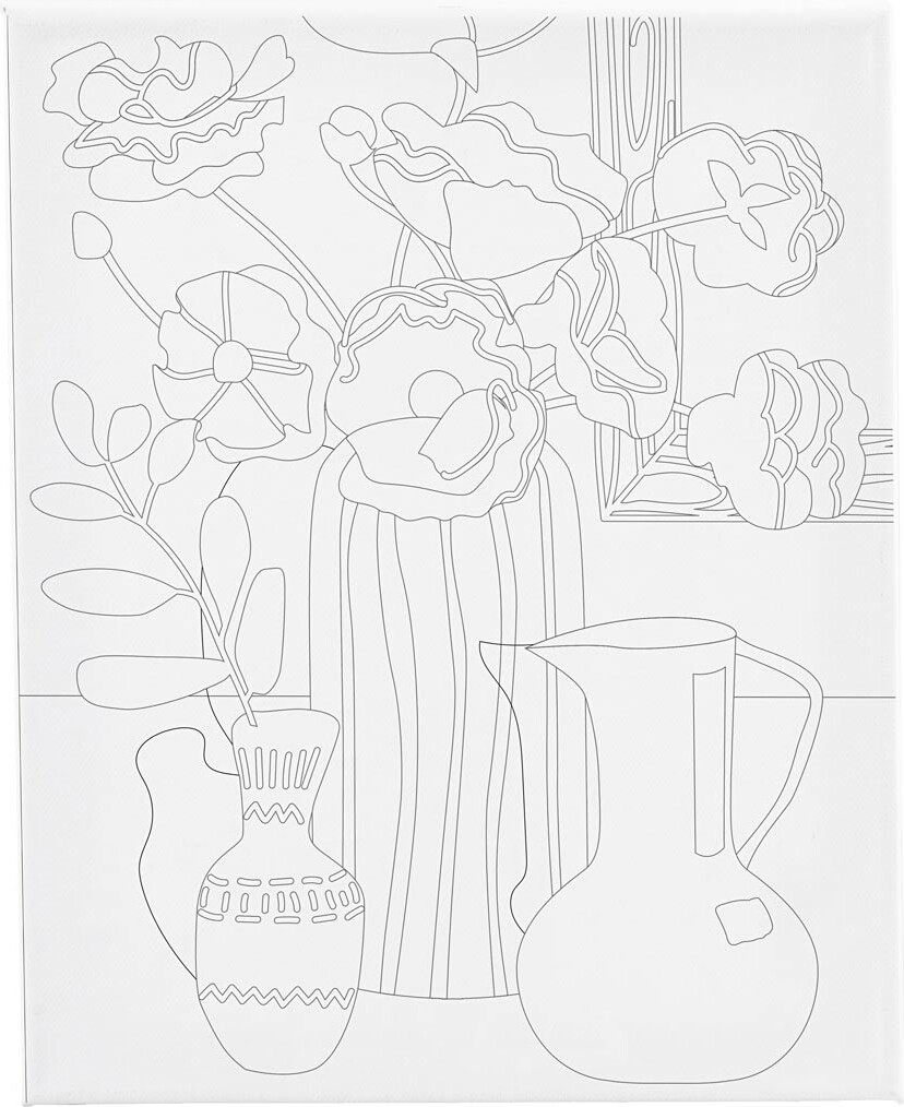 Malerlærred Med Print - Blomster Stilleben - D 1,6 Cm - Str. 24x30 Cm - 360 G - 1 Stk. billede