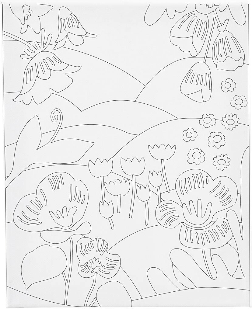 Malerlærred Med Print - Blomsterlandskab - D 1,6 Cm - Str. 24x30 Cm - 360 G - 1 Stk. billede