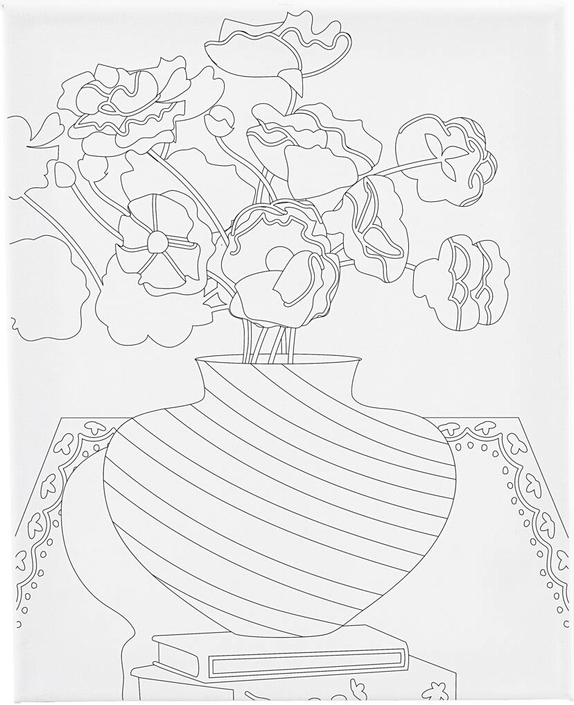 Malerlærred Med Print - Buket I Vase - D 1,6 Cm - Str. 24x30 Cm - 360 G - 1 Stk. billede