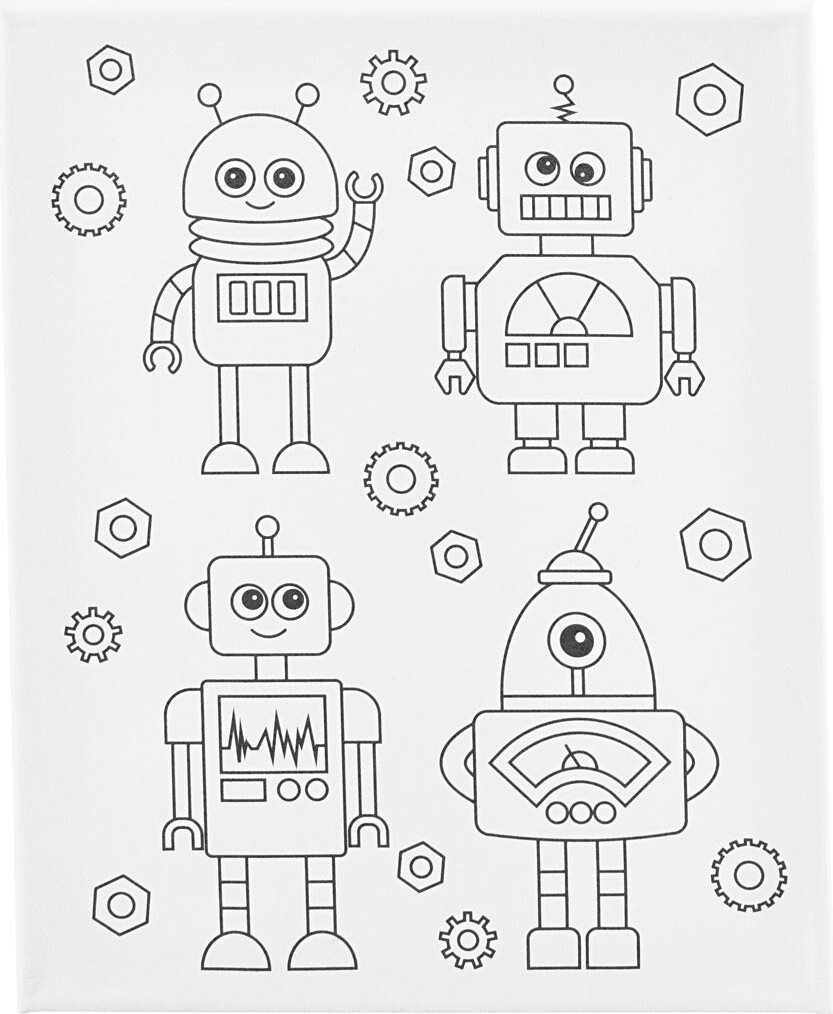 Malerlærred Med Print - Robotter - D 1,6 Cm - Str. 24x30 Cm - 360 G - 1 Stk. billede