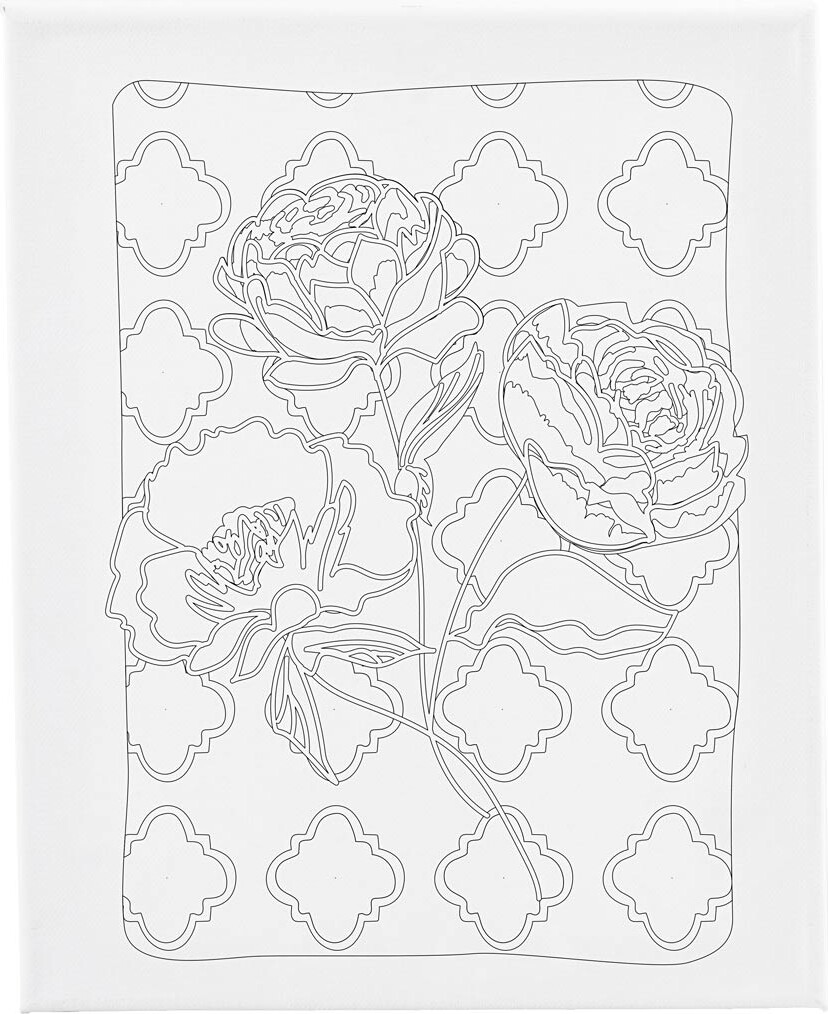 Malerlærred Med Print - Roser - D 1,6 Cm - Str. 24x30 Cm - 360 G - 1 Stk. billede