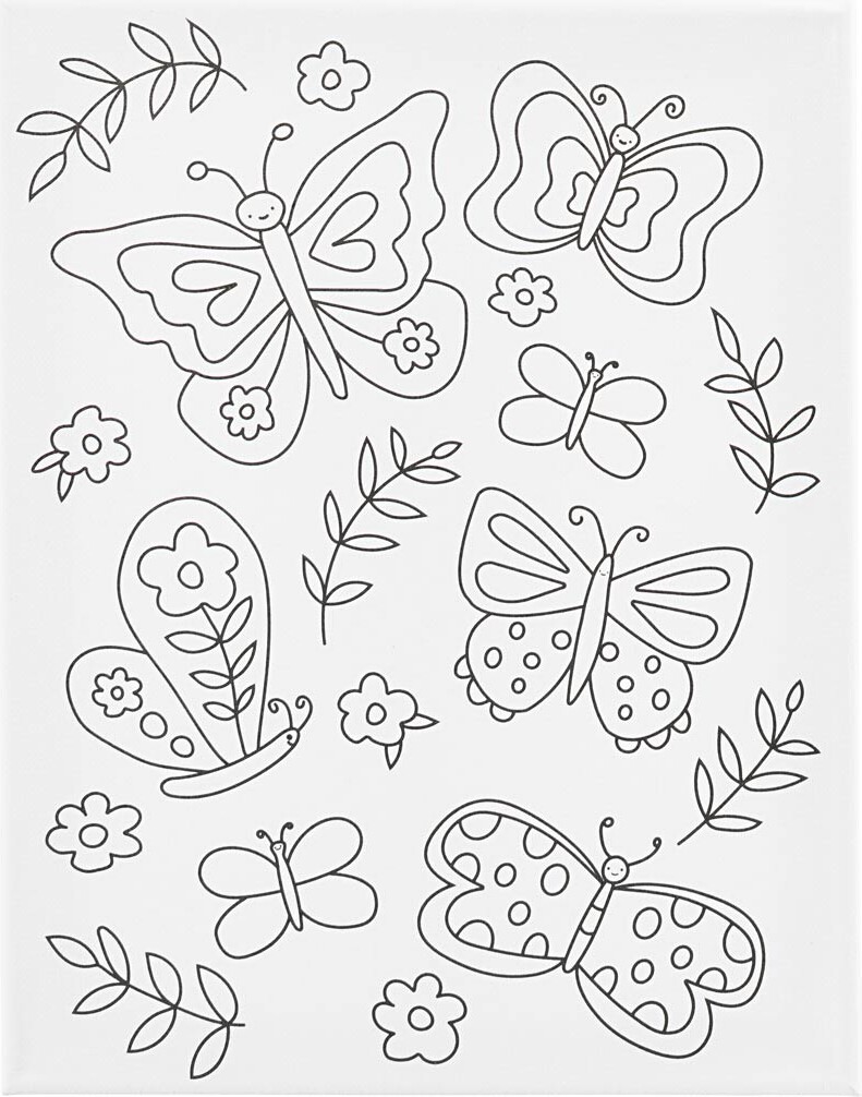 Malerlærred Med Print - Sommerfugle - D 1,6 Cm - Str. 24x30 Cm - 360 G - 1 Stk. billede
