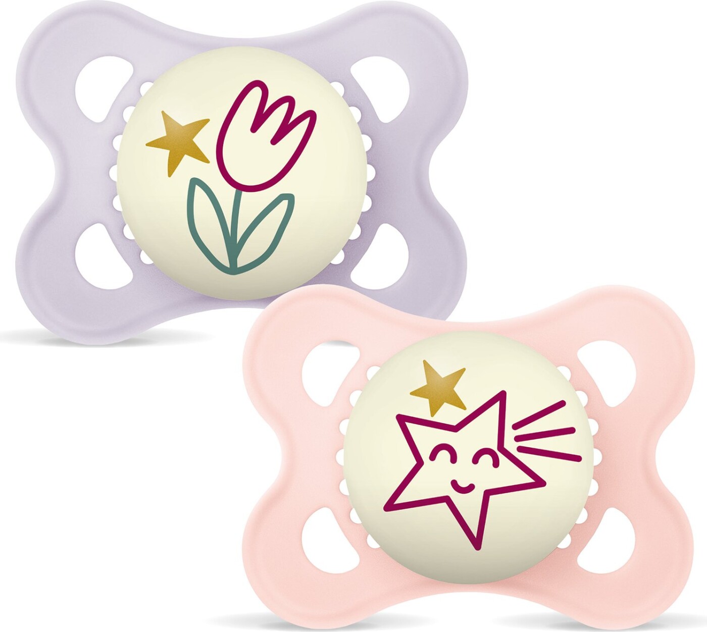 Mam - Original Night Silk 2p Box V - Pink - 0-6m