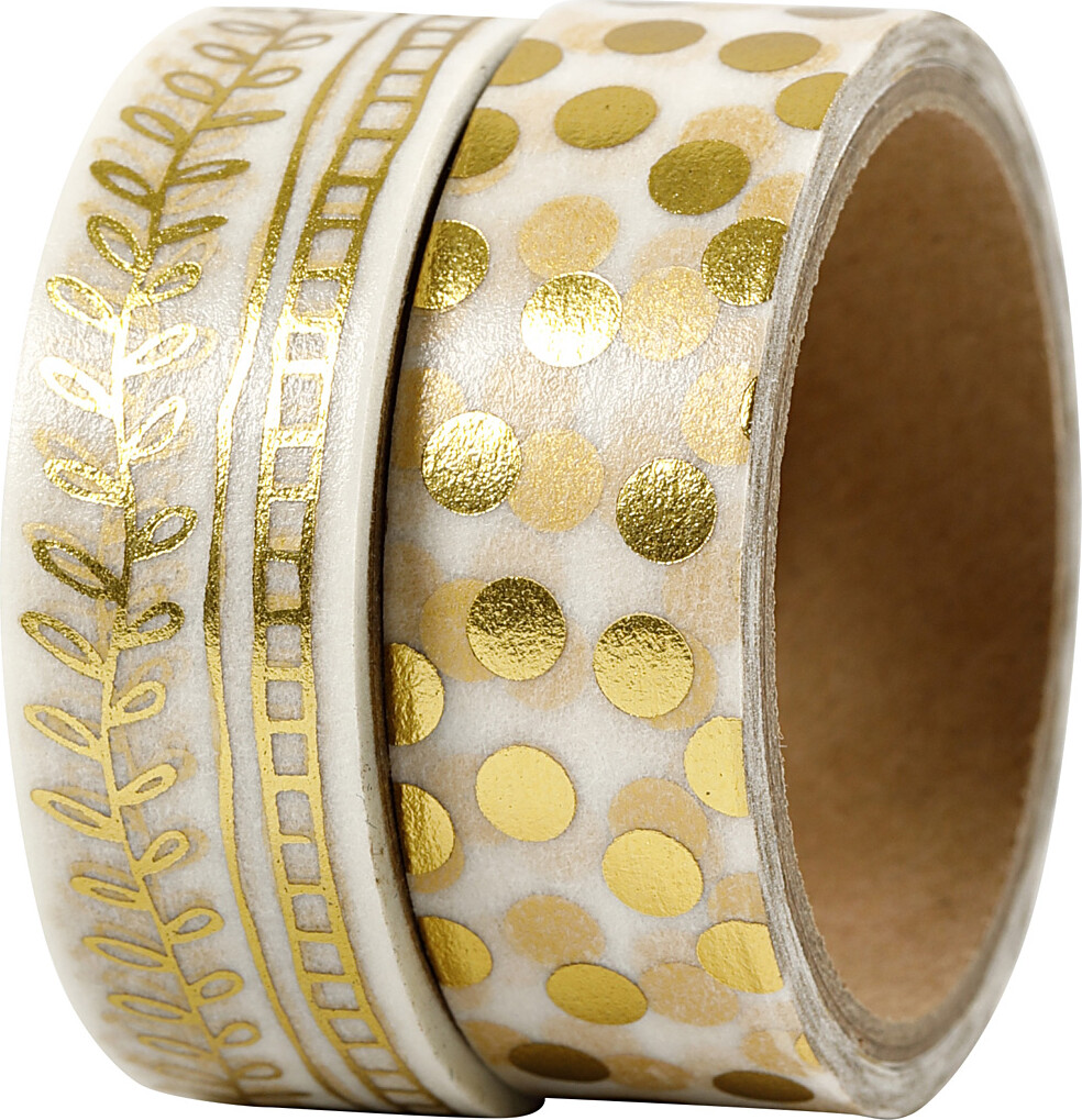 Billede af Masking Tape - Ranke Og Prikker - Folie - B 15 Mm - Guld - 2x4 M