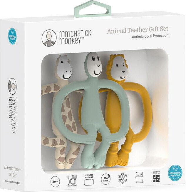 Matchstick Monkey - Animal Teether Gift Set - 3 Bideringe Dyr