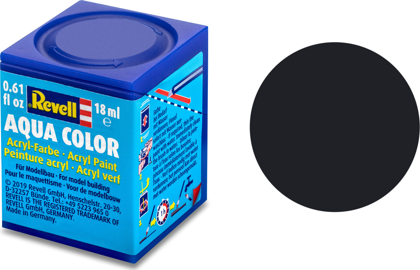 Se Revell - Maling - Aqua Color Matt Black Acrylic - Ral 9011 - 18 Ml - 36108 hos Gucca.dk