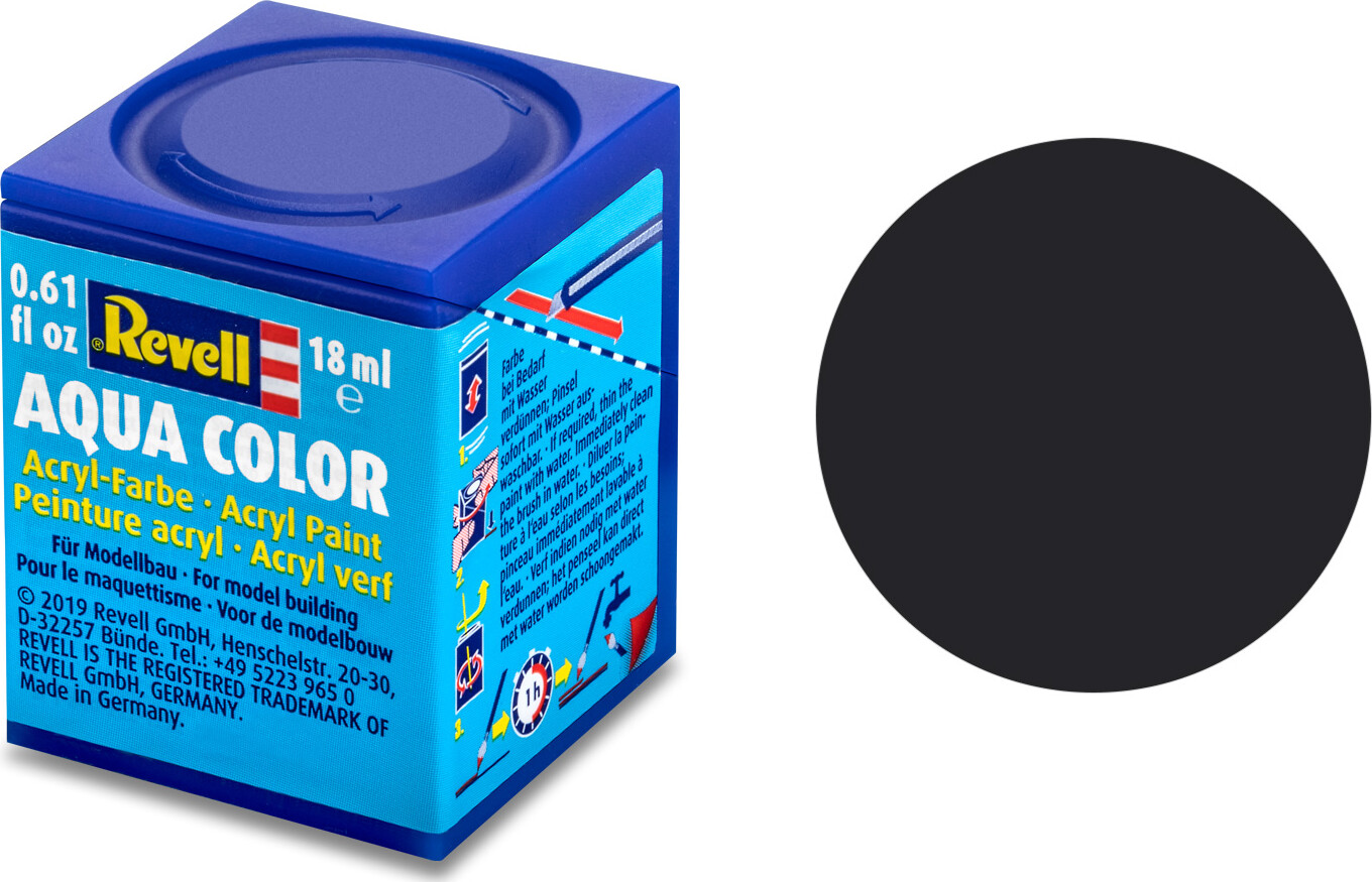 Billede af Matt Tar Black (ral 9021) Aqua Color Acrylic18ml - 36106 - Revell