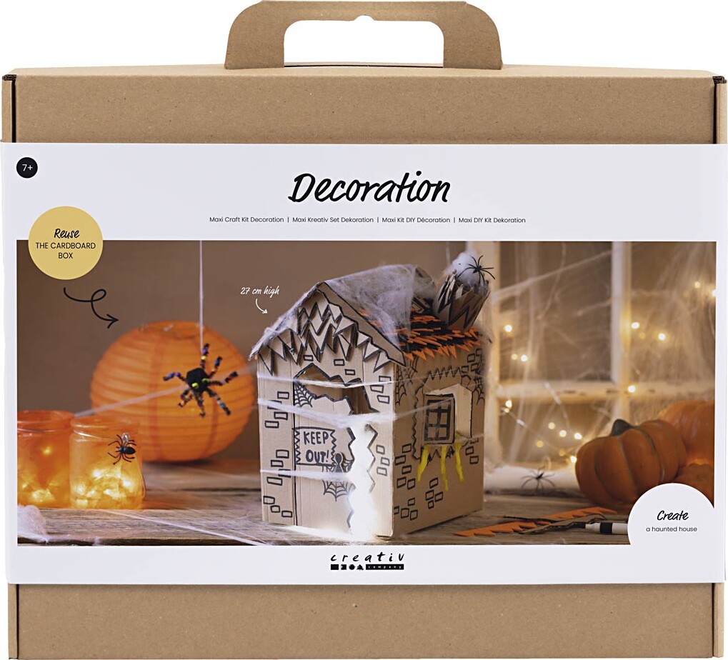 Maxi Diy Kit Dekoration - Halloween Hus - Sort - Lys Brun - Orange - 1pk.