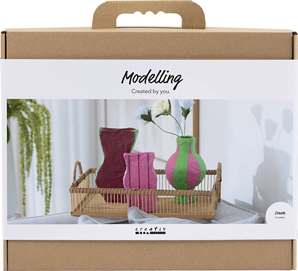 Maxi Kreativt Sæt - Modellering - Papmachévaser - Assorterede Farver
