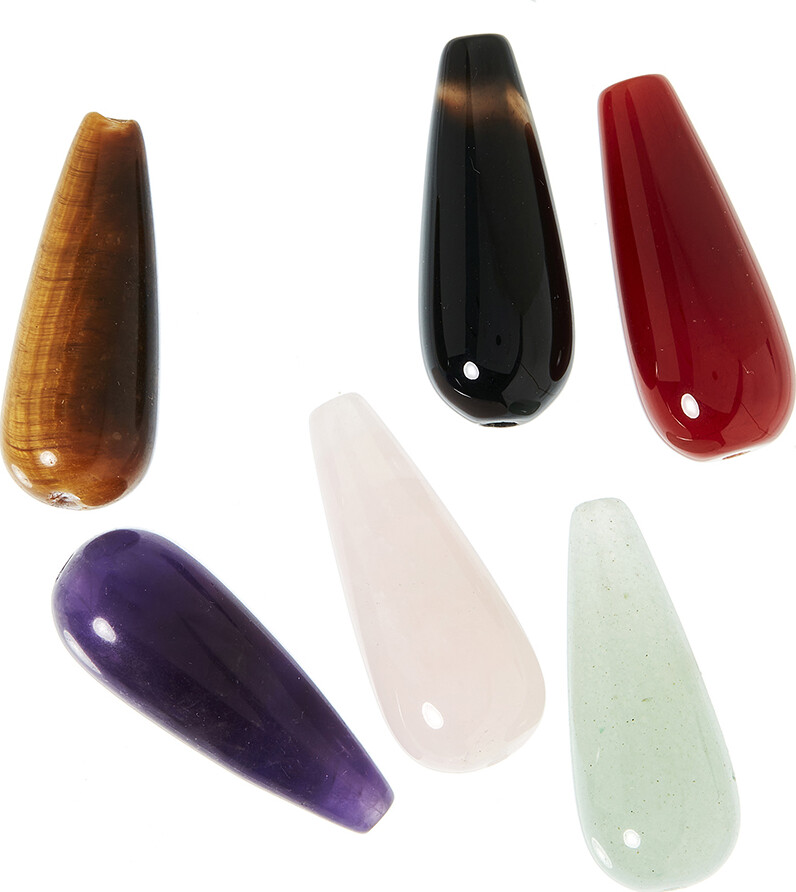 Me&My BOX Perler - 6 Stk. - 2,5x1,0 cm - Dråber I Halvædelsten