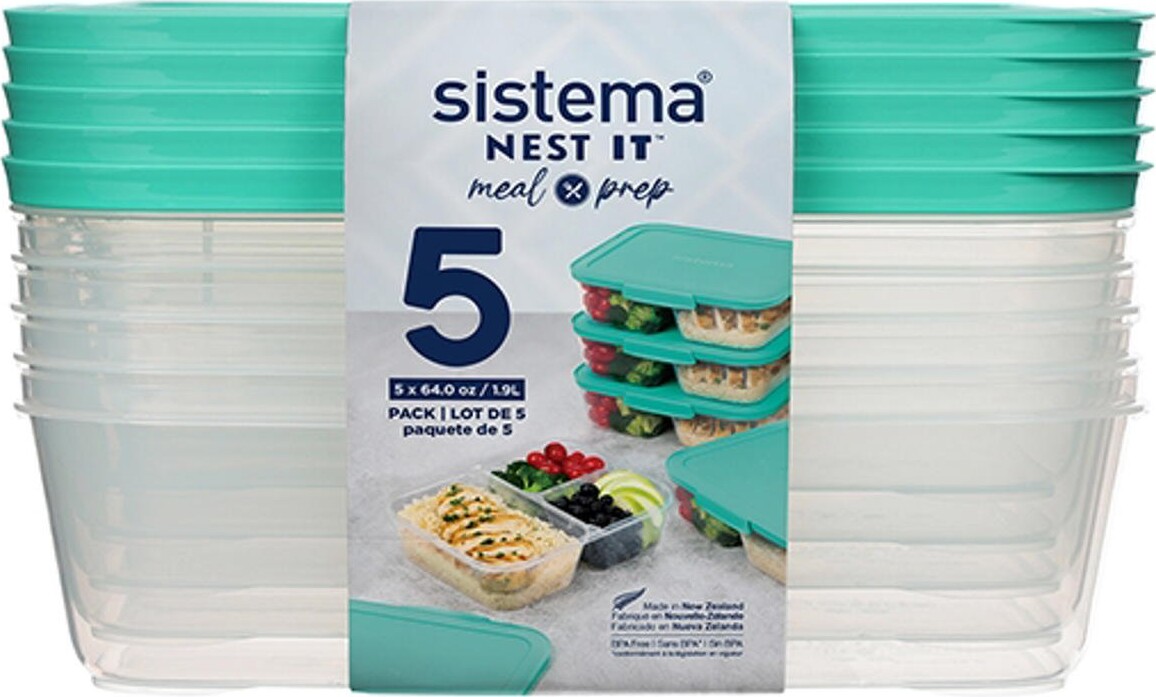 Sistema - Nest It Meal Prep Opbevaringsbokse Sæt - 5-pak - 1,9 L