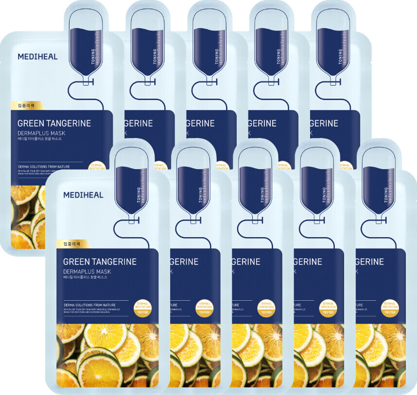 Mediheal - Dermaplus Green Tangerine Mask - Green - 10 Pcs.
