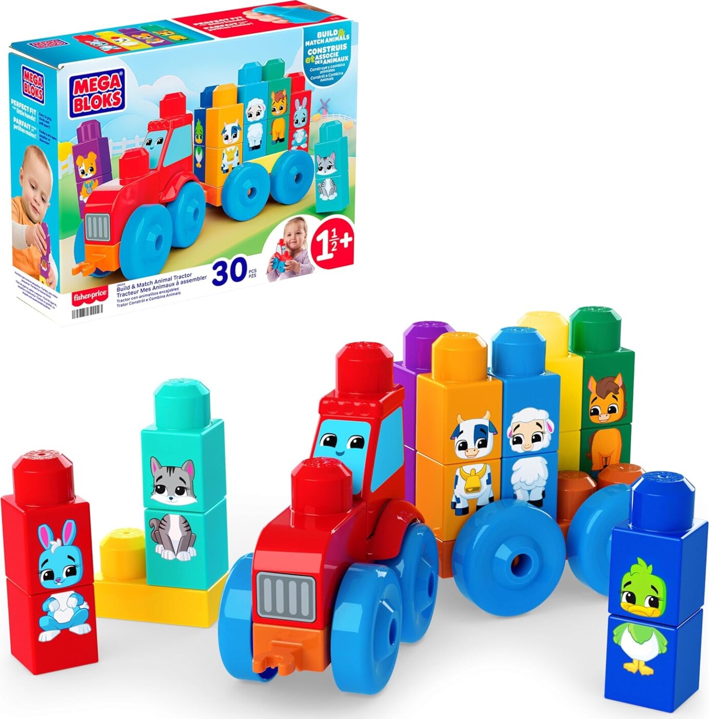 Fisher-price Mega Bloks - Build & Match Animal Tractor - 30 Dele