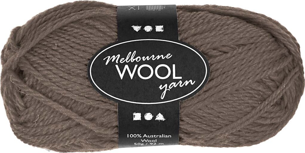 Melbourne uldgarn, 92 m, grå brun, 50 g