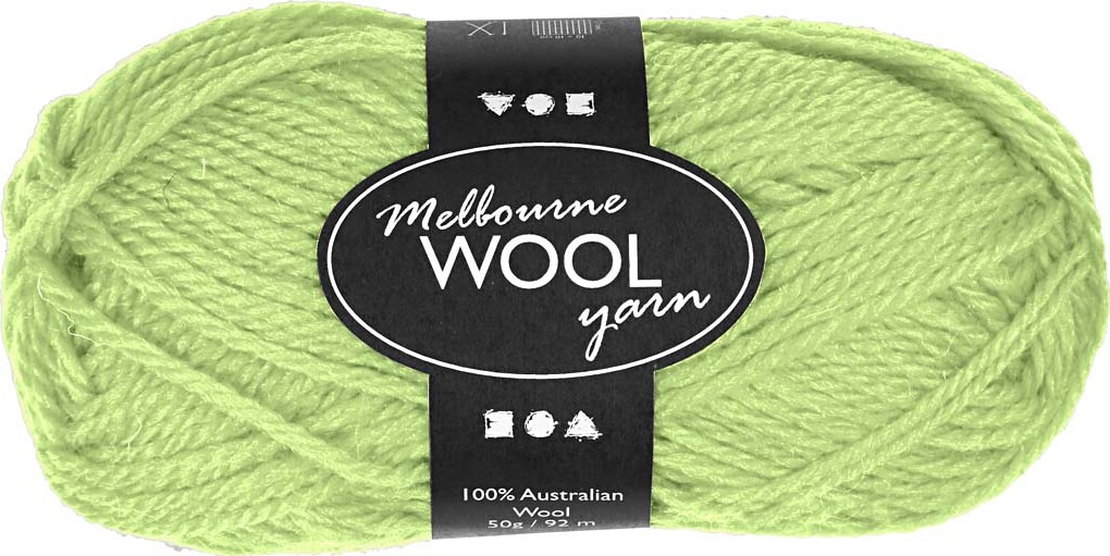 Uldgarn - Melbourne Wool - L 92 M - Neon Grøn - 50 G