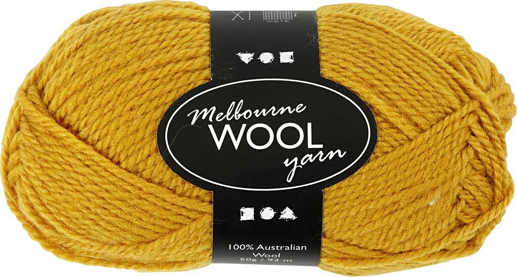 Melbourne Uldgarn - L 92 M - Pind 4-5,5 - Mørk Gul - 50 G
