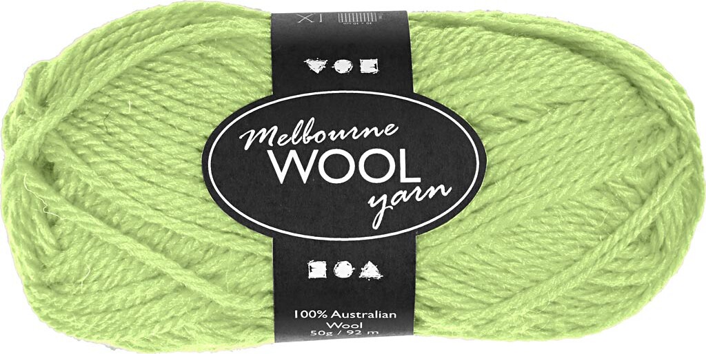 Melbourne Uldgarn - L 92 M - Pind 4-5,5 - Neon Grøn - 50 G