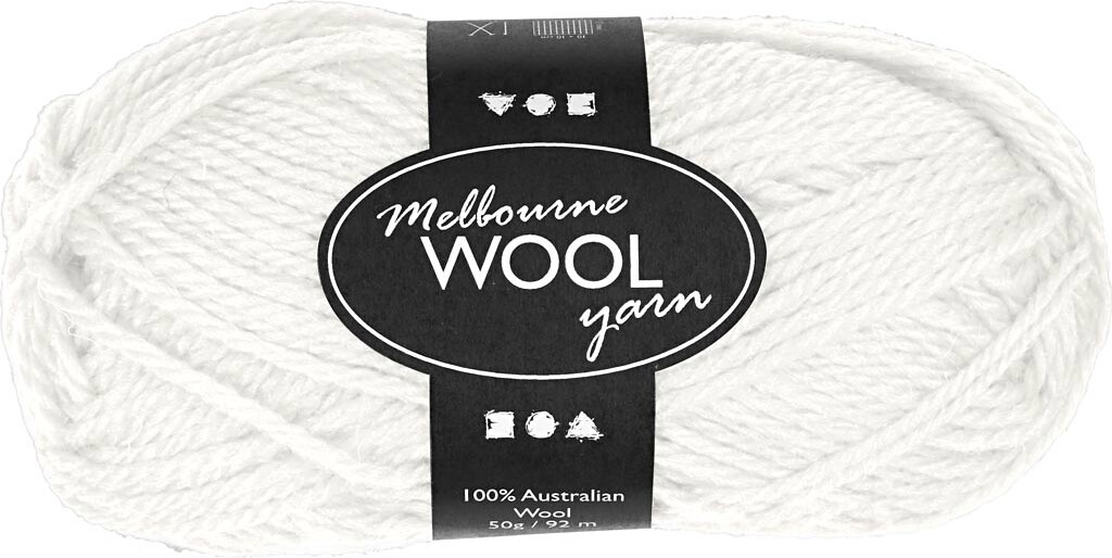 Melbourne Uldgarn - L 92 M - Pind 4-5,5 - Råhvid - 50 G