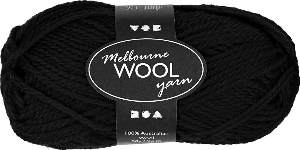 Uldgarn - Melbourne Wool - L 92 M - Sort - 50 G