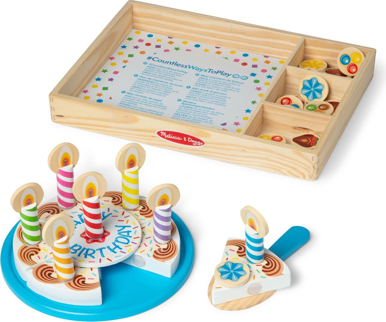 Melissa & Doug - Wooden Birthday Cake - Legesæt I 34 Dele