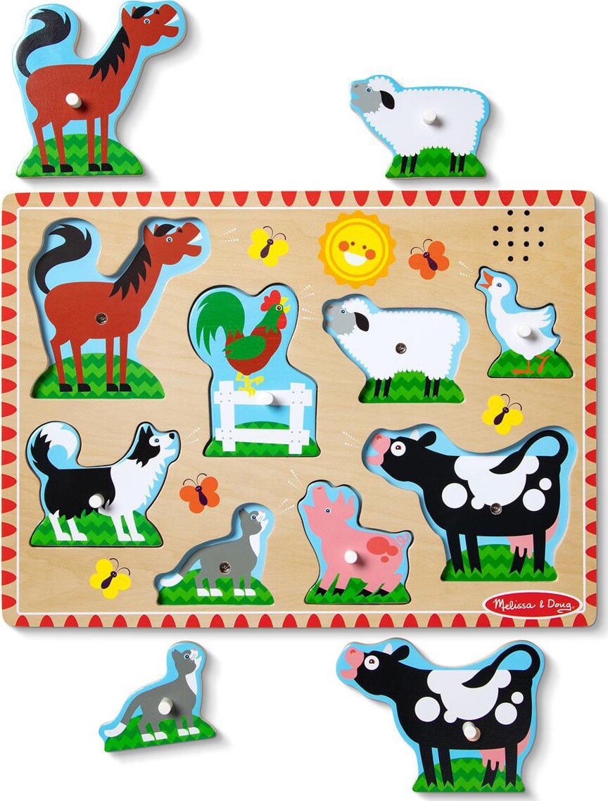 Melissa & Doug - Sound Puzzle Farm Animals - Puslespil Med Lyd