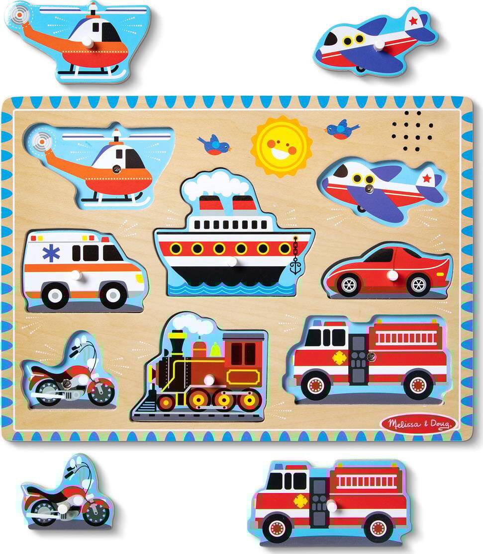Melissa & Doug - Sound Puzzle Vehicles - Puslespil Med 8 Lyde