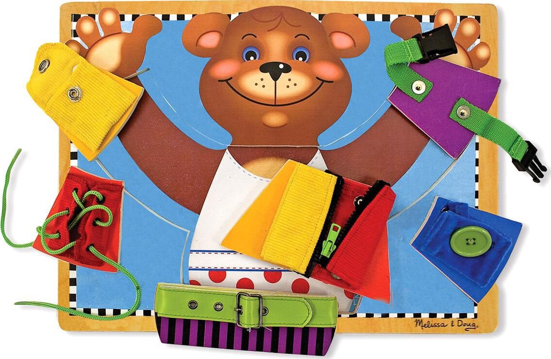 Melissa & Doug - Basic Skills Board - Binde Lukke Puslespil I Træ