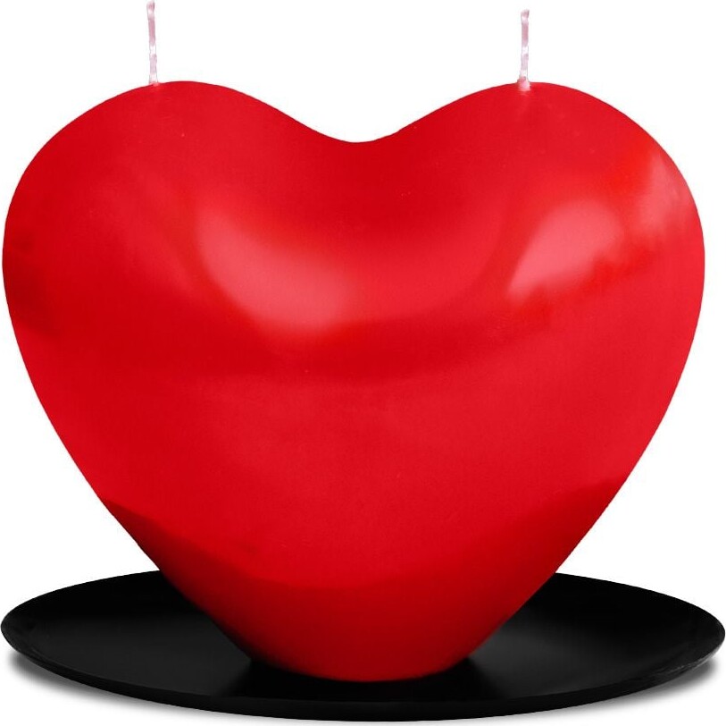 Hjerte Stearinlys Med Rose Duft - Rød - Mikamax