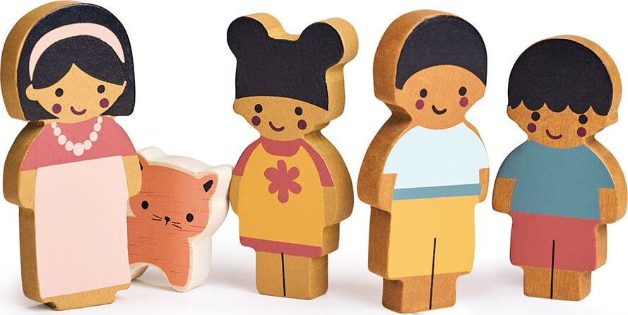 Mentari - Dukkehusfigurer - Familie Med Kat