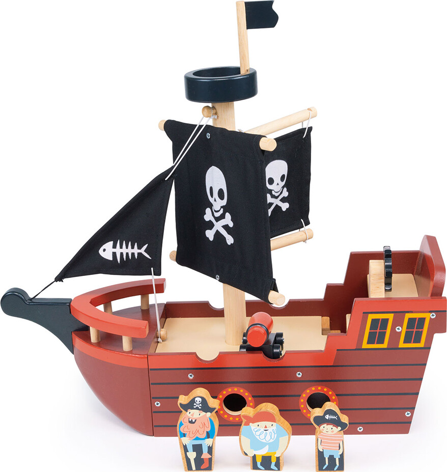 Piratskib Legetøj - Fishbones - Inkl. 3 Sømænd - Træ - Mentari