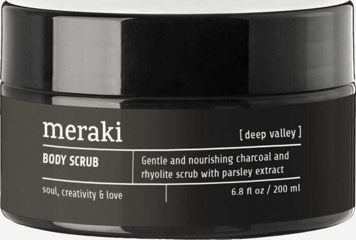 Meraki - Body Scrub - Deep Valley - Aktivt Trækul 200 Ml