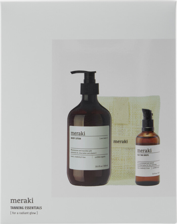Meraki - Gift box, self tan drops, bath mitt, body lotion, 140|100|490 g|ml|ml