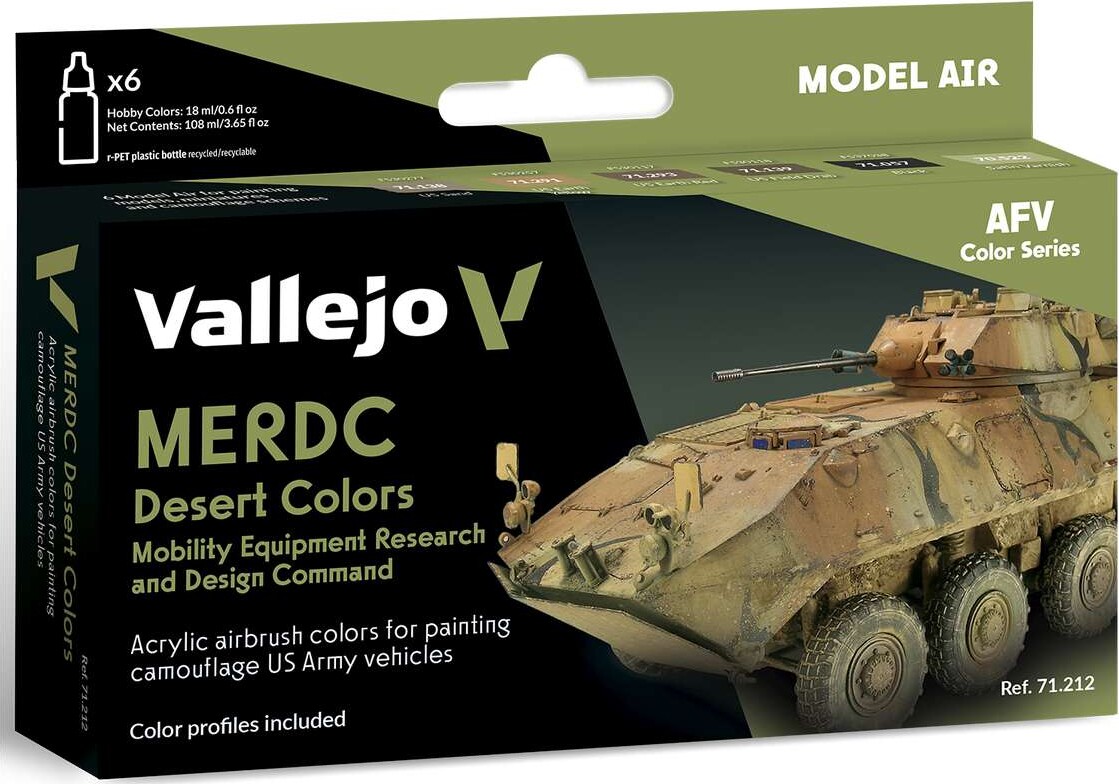 Vallejo - Model Air Maling Sæt - Merdc Desert Colors - 6x17 Ml
