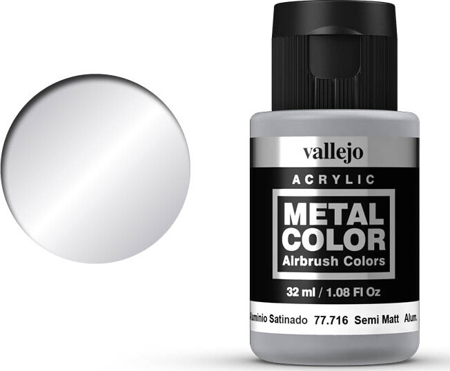 Vallejo - Metal Color Airbrush Maling - Semi Matte Aluminium 32 Ml