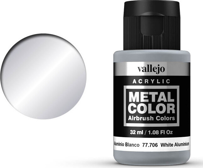 Se Vallejo - Metal Color Airbrush Maling - White Aluminium 32 Ml hos Gucca.dk