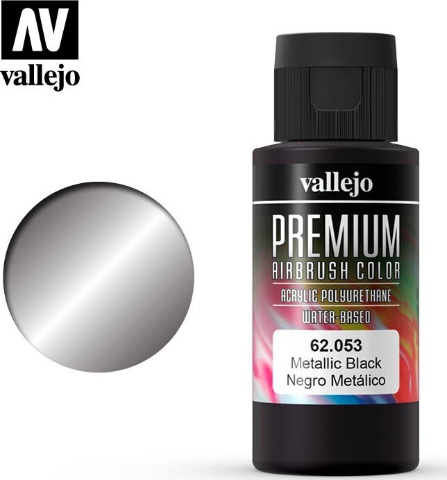 Vallejo - Premium Airbrush Maling - Metallic Black 60 Ml