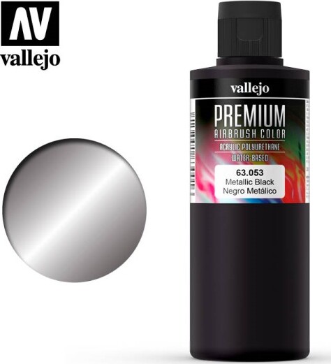 Vallejo - Premium Airbrush Maling - Metallic Black 200 Ml