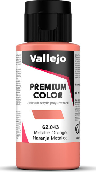 Vallejo - Premium Airbrush Maling - Metallic Orange 60 Ml