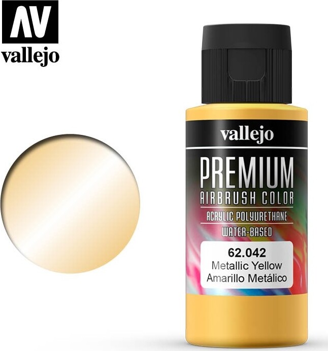 Vallejo - Premium Airbrush Maling - Metallic Yellow 60 Ml
