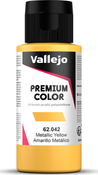 Vallejo - Premium Airbrush Maling - Metallic Yellow 60 Ml